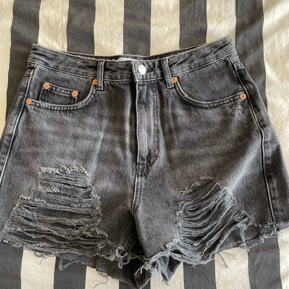 Topshop Black Denim Shorts